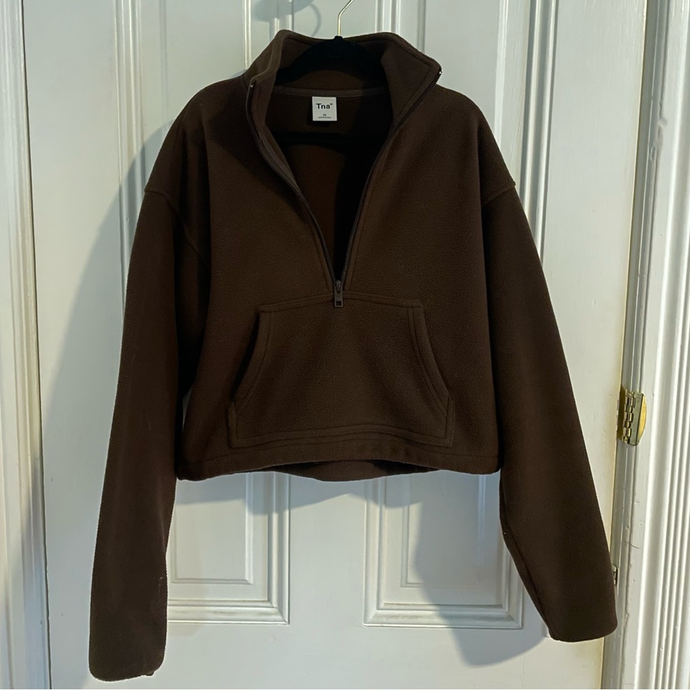 Tna Aritzia polar 1/2 zip sweater - mocha brown